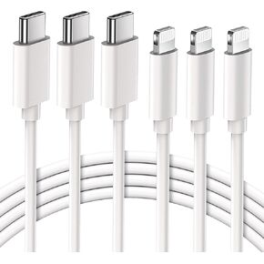 Quntis USB C to Lightning Cable 3 Pack 6FT MFi Certified iPhone Fast Charger Cord Type C to Lightning Cable Charging Wire for iPhone 14 13 12 11 Pro Max X XS XR 8 7 6 Plus iPad AirPods Pro, White in Kuwait