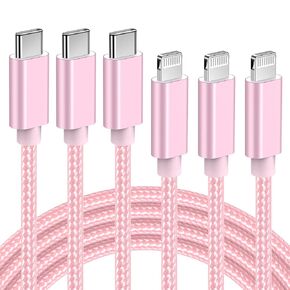 Quntis USB C to Lightning Cable, 3 Pack 6FT MFi Certified iPhone 14 Fast Charger Cord, Type C iPhone Rapid Charging Cable for iPhone 14 13 12 11 Pro Max Xs Max XR X 8 Plus 8 iPad Pro, Black