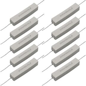 Cement Resistor,10 PCS 20W 4 Ohm 5% Axial Lead Wire Resistor White Wound Fixed Ceramic Resistors Wirewound Power Flame Heat Moisture Resistance Precharge Horizontal