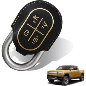BestEvMod for Rivian R1T & Rivian R1S Key Fob Cover Accessories Leather Key Shells Protector Remote Key Case Compatible with Rivian R1T/R1S 2022 2023 2024 2025 Accessories (R1S)
