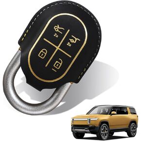 BestEvMod لملحقات غطاء Rivian R1T وRivian R1S Key Fob من الجلد، غطاء حماية للمفاتيح عن بعد متوافق مع ملحقات Rivian R1T/R1S 2022 2023 2024 (R1S)
