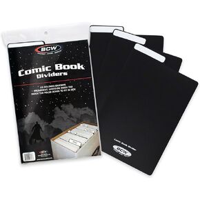 BCW Comic Dividers - 25 Pack | Archival Polyethylene Plastic Dividers | Organize Comics Efficiently in Storage Boxes | Write-On Index Tab (Blue)
