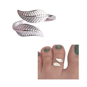 925 Sterling Silver Leaf Wrap Toe Ring/Knuckle Ring - Small Adjustabl Dainty Handmad by MiYa Jewelry creations