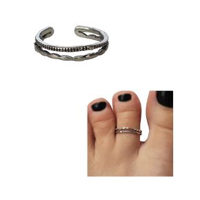 925 Sterling Silver Double Band Toe Ring/Knuckle Ring - Small Adjustabl Dainty Open Ring | Handmade by MiYa Jewelry Creations