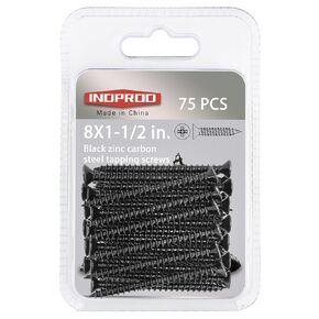 #10 X 1" Black Screw,Flat Head Phillips Wood Screw, Electroplating Black Carbon Steel, #10 X 1-Inch, 75Pcs