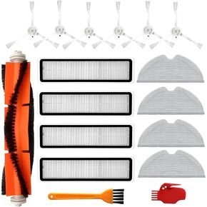 Accessories Kit for Dreame D9, D9 Max, D9 Pro, L10, L10 Pro Vacuum Cleaner Parts, Include 1 Main Brush, 6 Side Brush, 4 Filters, 4 Mop Cloth, 2 Cleaning Brush