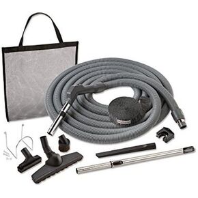 Central Vac System Bare Floor Attachment Set for Cleaning Hardwood Floors Furniture & Draperies - Includes 30FT Crushproof Hose, Dusting Brush, Upholstery & Crevice Tool, Wand, Mesh Storage Bag & More