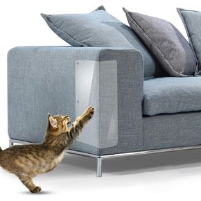 Cat Scratch Furniture, 2PCS Clear Premium Heavy Duty Flexible Vinyl Protector Dog Cat Claw Guards with Pins for Protecting Your Upholstered Furniture, Stops Scratching Cats Furniture Protector