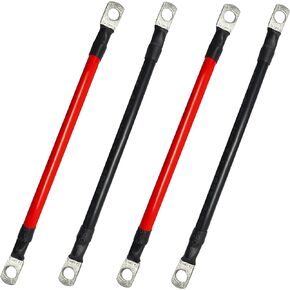 2 Pairs Red + Black Pure Copper Battery Inverter Cables 0.5FT Battery Inverter Cables 8 AWG for Car, Solar, RV, Boat, Auto, Marine.(Battery Cable 15cm)