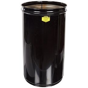 Justrite 26005K Cease-Fire Steel Drum, 15 Gallon Capacity, 14-1/2" OD x 25" Height, Black