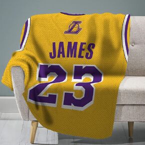 Sleep Squad Los Angeles Lakers Lebron James 60" x 80" Raschel Plush #23 Blanket – an NBA Jersey Throw