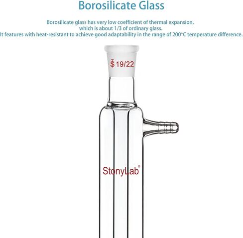 stonylab Liebig Condenser with 19/22 Joint, 200 mm Jacket Length Borosilicate Glass Liebig Condenser Lab Glass Condenser in Saudi Arabia