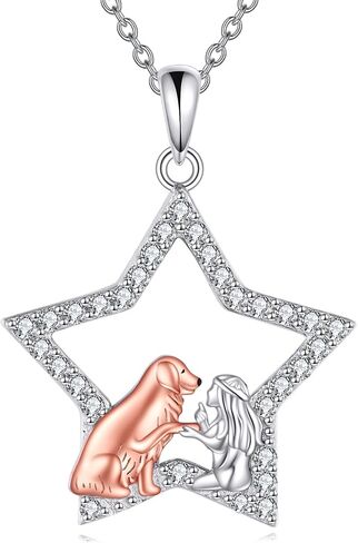 POPLYKE Dog Star/Paw Necklace for Women Sterling Silver Dog Pendant Jewelry Gifts for Girls in Saudi Arabia
