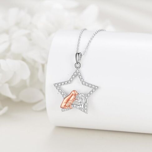 POPLYKE Dog Star/Paw Necklace for Women Sterling Silver Dog Pendant Jewelry Gifts for Girls in Saudi Arabia