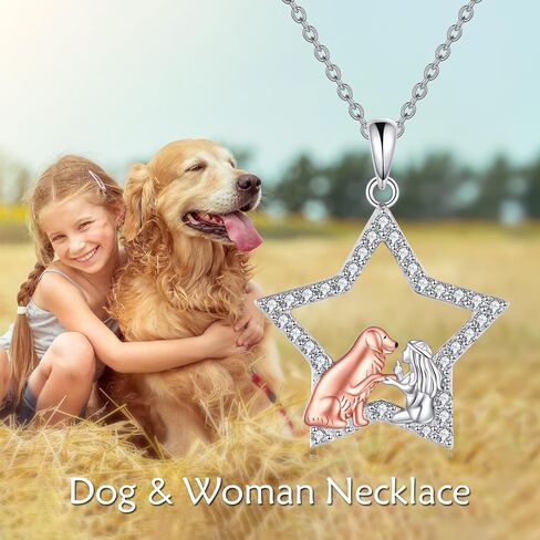 POPLYKE Dog Star/Paw Necklace for Women Sterling Silver Dog Pendant Jewelry Gifts for Girls in Saudi Arabia