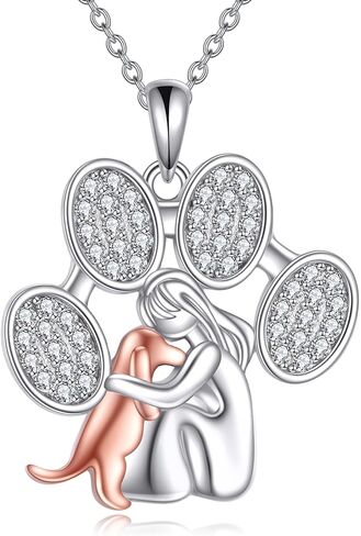 POPLYKE Dog Star/Paw Necklace for Women Sterling Silver Dog Pendant Jewelry Gifts for Girls in Saudi Arabia