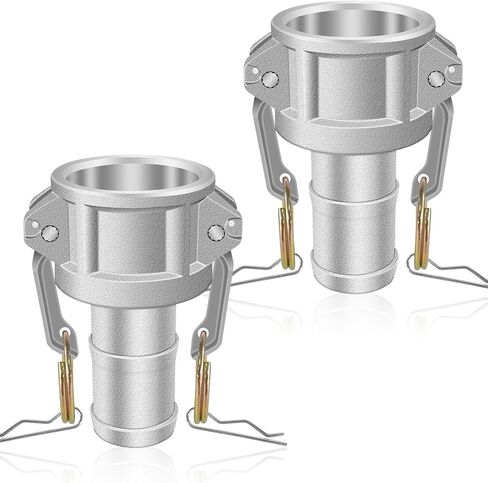 Type C Camlok Fitting 1inch, 2pcs Aluminum Cam and Groove Hose Fittings, Global Camlok Coupling with Female Camlok to a Shank (Hose Barb), Camlok Quick Coupler,for Suction/Discharge Hose of Industria in Saudi Arabia