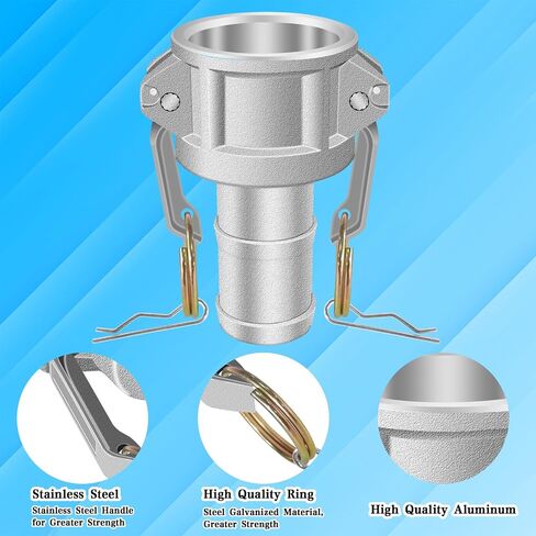 Type C Camlok Fitting 1inch, 2pcs Aluminum Cam and Groove Hose Fittings, Global Camlok Coupling with Female Camlok to a Shank (Hose Barb), Camlok Quick Coupler,for Suction/Discharge Hose of Industria in Saudi Arabia