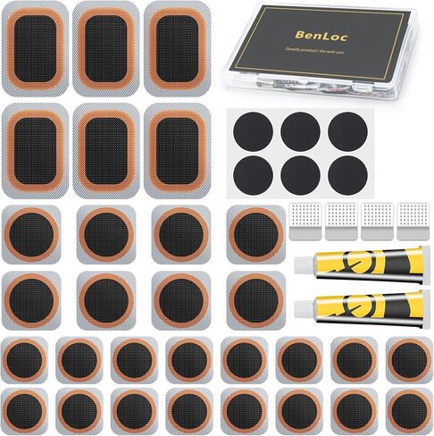 طقم إصلاح رقعة الإطارات الداخلية للدراجة - مجموعة رقع ثقب أنبوب الدراجة الهوائية، 30 قطعة من رقع الفلكنة، رقع بدون لاصق للدراجات النارية BMX وركوب الدراجات الجبلية والدراجات الجبلية in Kuwait