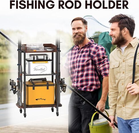 Fishing Rod Holders,Fishing Pole Holders,Fishing Gear and Equipment Organizer Fishing Rod Tackle Cart for Garage Home,Hold Up to 10 Rods or Combos in Kuwait