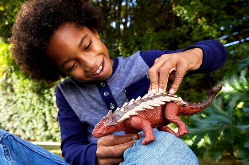 Mattel Jurassic World Dominion Roar Strikers Ankylosaurus Dinosaur Action Figure with Roaring Sound and Attack Action, Toy Gift Physical & Digital Play in Saudi Arabia