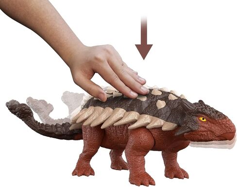 Mattel Jurassic World Dominion Roar Strikers Ankylosaurus Dinosaur Action Figure with Roaring Sound and Attack Action, Toy Gift Physical & Digital Play in Saudi Arabia