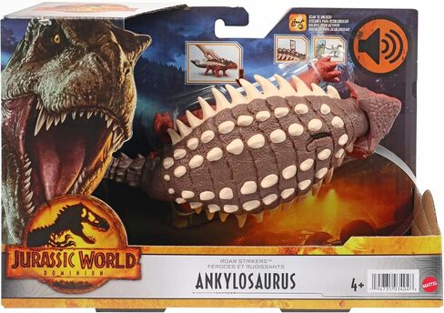 Mattel Jurassic World Dominion Roar Strikers Ankylosaurus Dinosaur Action Figure with Roaring Sound and Attack Action, Toy Gift Physical & Digital Play in Saudi Arabia