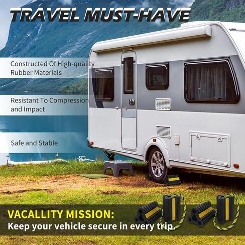 عوارض العجلات لمقطورة RV، ترقية عوارض العجلات المطاطية لشاحنة السيارة، كتل عازلة للسفر في التخييم ومثبتات العجلات [زوجان 4 عبوات] in Kuwait