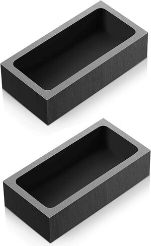 2 Pieces (1kg) Graphite Ingot Molds Crucible for Casting Mould Refining Metal Copper Gold Silver Aluminum Brass (4 x 2 x 1 Inch) in Kuwait