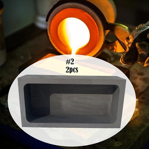 2 Pieces (1kg) Graphite Ingot Molds Crucible for Casting Mould Refining Metal Copper Gold Silver Aluminum Brass (4 x 2 x 1 Inch) in Kuwait