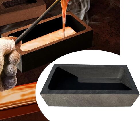 2 Pieces (1kg) Graphite Ingot Molds Crucible for Casting Mould Refining Metal Copper Gold Silver Aluminum Brass (4 x 2 x 1 Inch) in Kuwait