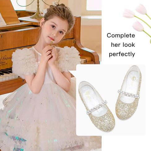 Toddler Girls Dress Shoes Girls Flower Shoes Princess Wedding Party Girls Flats for Little/Big Kids in Saudi Arabia