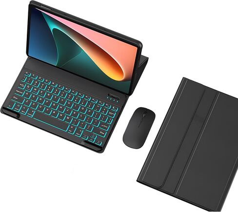حافظة لوحة مفاتيح لجهاز Xiaomi Pad 6/6 Pro، لوحة مفاتيح لاسلكية بإضاءة خلفية قابلة للفصل مع غطاء حماية مغناطيسي، ماوس، أسود in Saudi Arabia