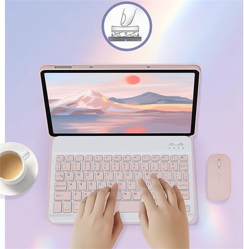 حافظة لوحة مفاتيح لجهاز Xiaomi Pad 6/6 Pro، لوحة مفاتيح لاسلكية بإضاءة خلفية قابلة للفصل مع غطاء حماية مغناطيسي، ماوس، أسود in Saudi Arabia