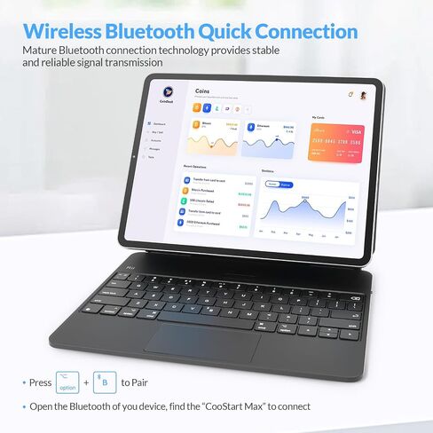 حافظة لوحة المفاتيح المغناطيسية Rii لجهاز iPad Pro 12.9 (الجيل السادس والخامس والرابع والثالث)، لوحة مفاتيح سحرية لجهاز iPad Pro 12.9، حافظة لوحة مفاتيح للشحن بالطاقة الشمسية مع لوحة تتبع متعددة اللمس، إضاءة خلفية، أسود in Saudi Arabia
