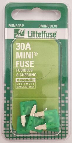 Littelfuse 0MIN030.VP MINI 32 Volt 30 Amp Carded Blade Fuse, (Pack of 5) in Saudi Arabia