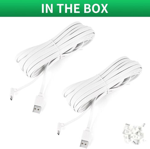 2 حزمة كابل تمديد الطاقة 25FT/7.5M متوافق مع WYZE Cam Pan V3، كابل شحن تمديد USB صغير 90 درجة لـ WYZE Cam Pan V3 بشكل مستمر، سلك طاقة مسطح على شكل حرف L - أسود in Kuwait