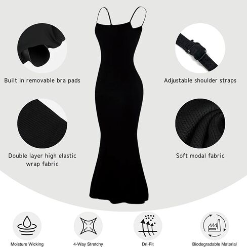Shapewear Dress For Women 8 In 1 Shapewear Tummy Control Dress Built In Shapewear Bra 2024 Strap Skims Bodycon Dress in Saudi Arabia