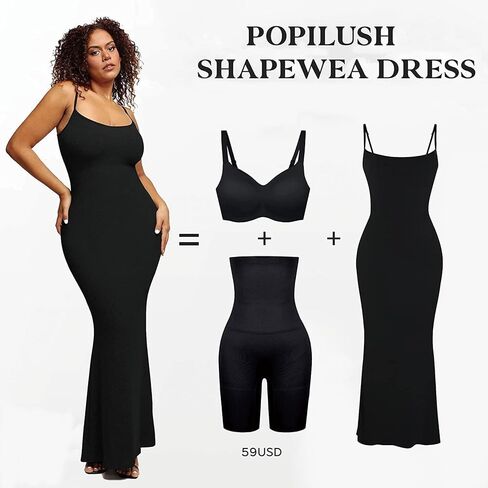 Shapewear Dress For Women 8 In 1 Shapewear Tummy Control Dress Built In Shapewear Bra 2024 Strap Skims Bodycon Dress in Saudi Arabia