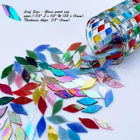 LITMIND 120 Pieces Assorted Colors Iridescent Mosaic Glass Petals & Leaves, Hand-Cut Stained Glass Mosaic Tiles for Crafts, Ideal for Mosaic Art Projects and Home Décor in Saudi Arabia