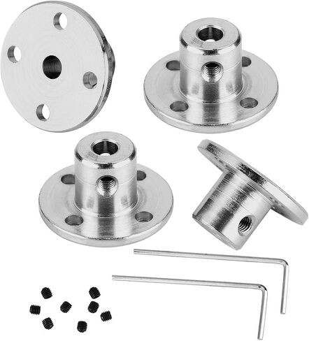 4 Pack 4mm Flange Coupling Connector, Rigid Guide Steel Model Coupler Accessory, Shaft Axis Fittings for DIY RC Model Motors, High Hardness Coupling Connector-Silver. in Saudi Arabia