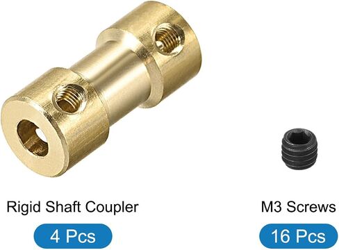 Rigid Coupling Copper Shaft Coupler Connector Motor Accessories [for 3D Printer]-2mm to 4mm Bore L20 x D9/Gold/4 Pack in Saudi Arabia