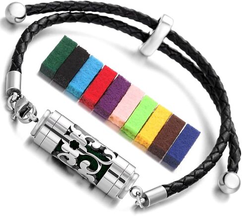 JEAN SMILE عزز أناقتك ورفاهيتك من خلال سوار العلاج العطري الجلدي القابل للتعديل - الرفيق المثالي للزيوت العطرية. XL104 in Kuwait