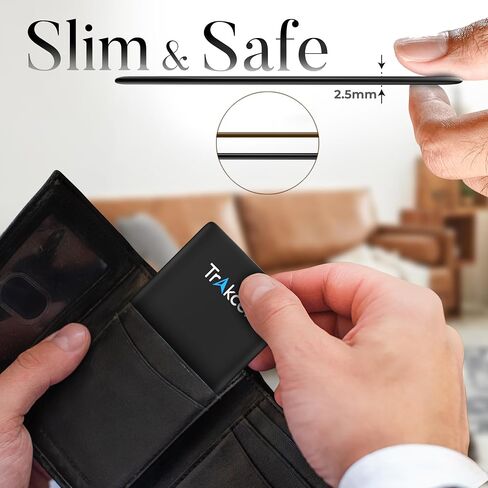 Thin Wallet Tracker Card, Wallet Finder, Smart Bluetooth Locator for Phone, Luggage Tags, Passport, IP67 Waterproof with Built-in 3 Year Battery, iOS Android Compatible,Black in Saudi Arabia