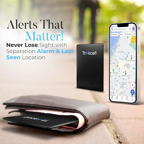 Thin Wallet Tracker Card, Wallet Finder, Smart Bluetooth Locator for Phone, Luggage Tags, Passport, IP67 Waterproof with Built-in 3 Year Battery, iOS Android Compatible,Black in Saudi Arabia
