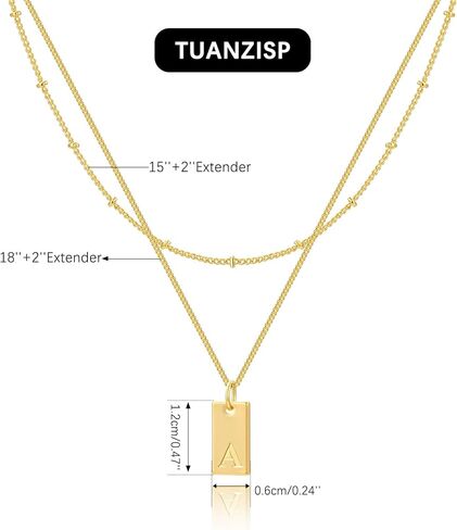 Initial Necklaces For Women 18K Gold Plated Dainty Layered Necklace Letter Name Necklaces Personalized Initial Letter A-Z Tag Pendant necklace Trendy Gold Simple Jewelry For Women Teen Gifts in Saudi Arabia