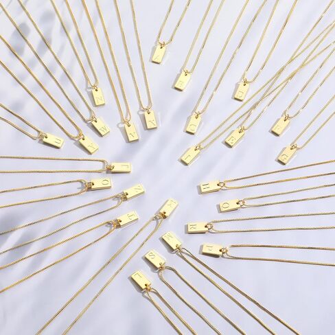 Initial Necklaces For Women 18K Gold Plated Dainty Layered Necklace Letter Name Necklaces Personalized Initial Letter A-Z Tag Pendant necklace Trendy Gold Simple Jewelry For Women Teen Gifts in Saudi Arabia