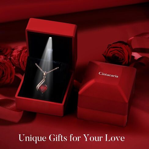 Mother's Day Gifts, Heart Necklaces for Women, Rose Gold Plated Infinity Love Pendant Necklaces with Red Crystal, Anniversary Birthday Jewelry Gifts for Her Mom Wife Girlfriend Girls in Saudi Arabia