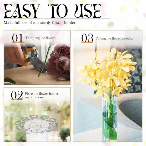 حامل ترتيب الزهور، 3 قطع شبكة زهور قابلة لإعادة الاستخدام، منظم أسلاك زهور الضفدع لمزهرية سيقان الزهور لتثبيت النباتات in Kuwait