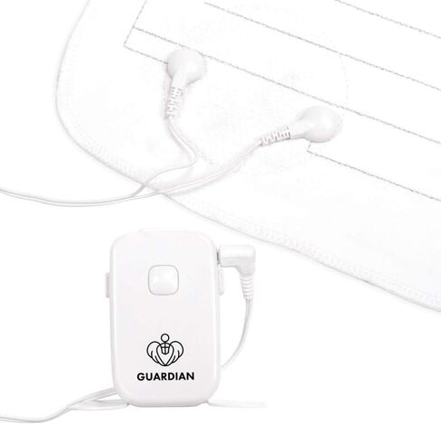 منبه جارديان للتبول اللاإرادي بجانب السرير للأطفال والمراهقين والبالغين مع صوت عالٍ واهتزاز قوي لإيقاظ الأشخاص الذين ينامون بعمق (السرير)، أبيض in Kuwait